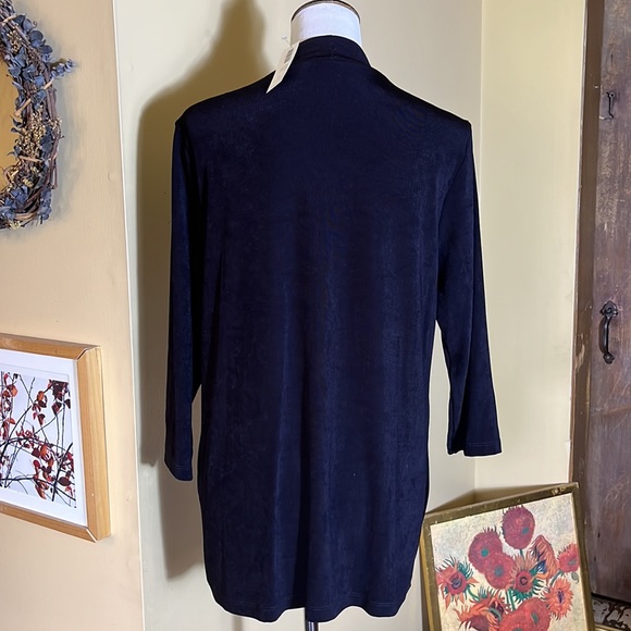 CHICOS TRAVELERS sz 2 L Side Split Top Tunic Stretch No Wrinkle Mockneck $80NEW - Picture 5 of 13